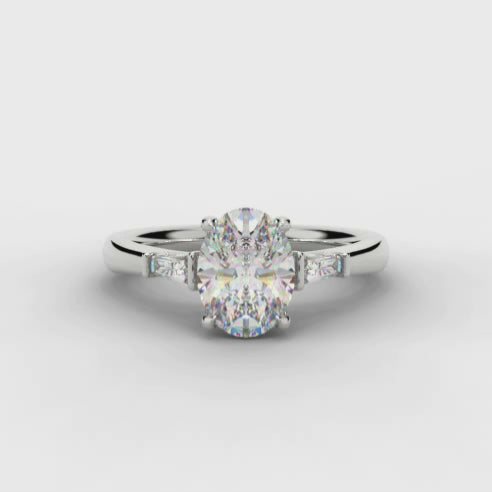 Oval Diamond Trilogy Engagement Ring
