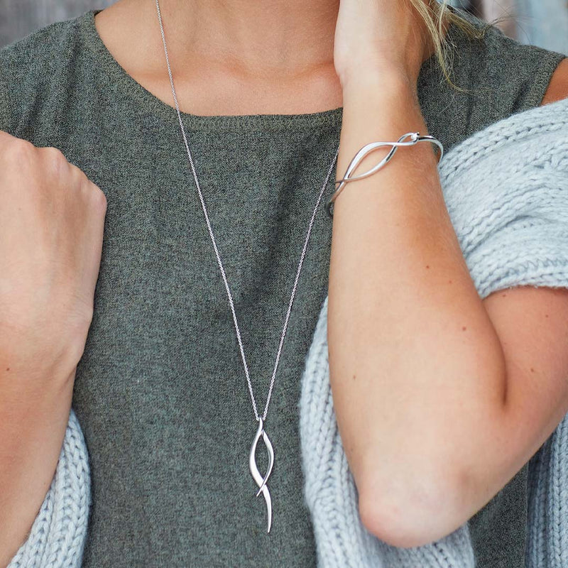 Entwine Twist Silver Hinged Bangle