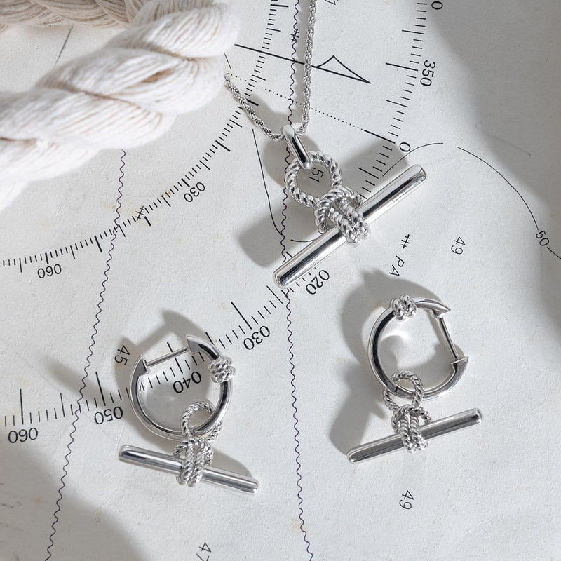Marina Rope Knot T-Bar Grande Silver Necklace