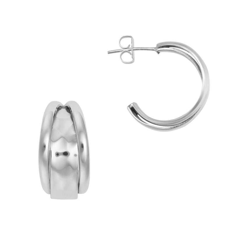 Silver Wide Hoop Earrings