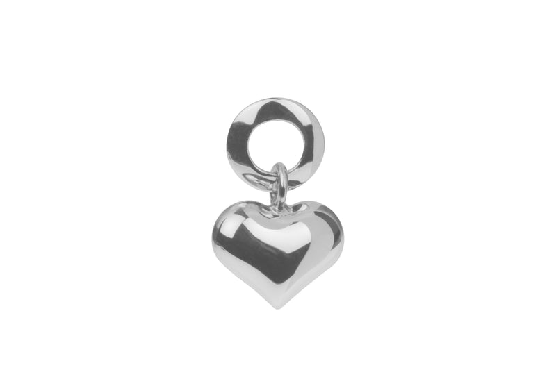 Silver Heart & Circle Drop Earrings
