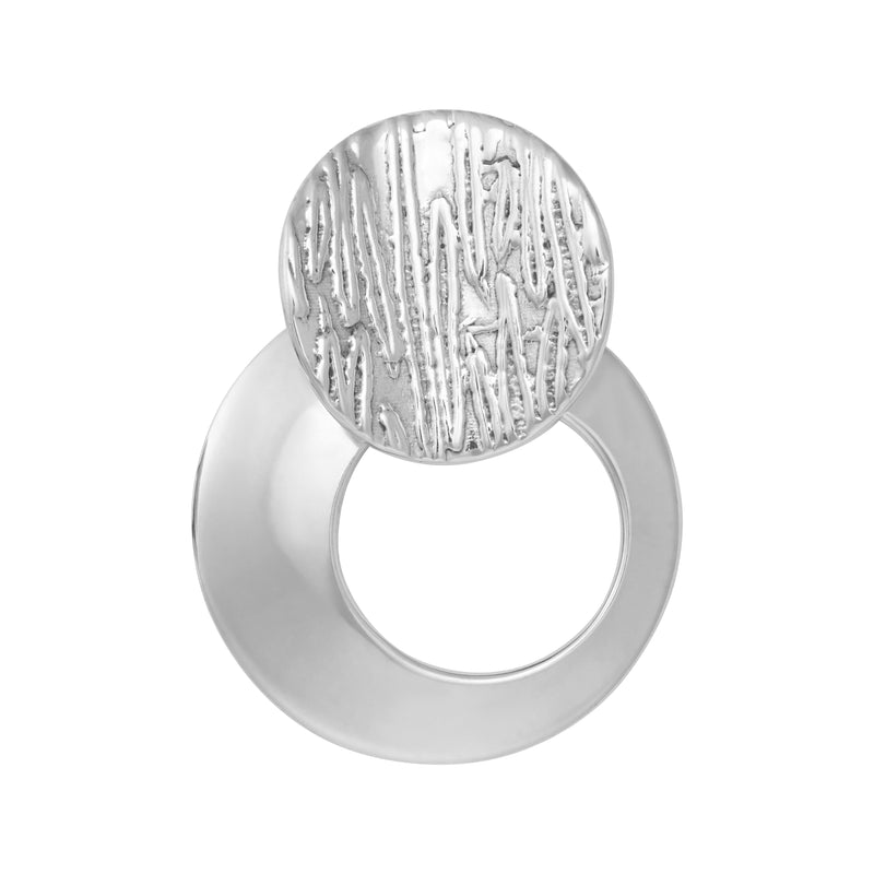 Silver Shiny & Textured Circle Stud Earrings