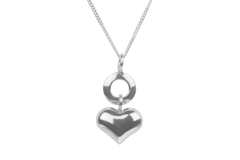 Silver Heart & Circle Necklace