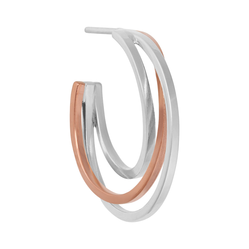 Silver & Copper Strands Hoop Earrings