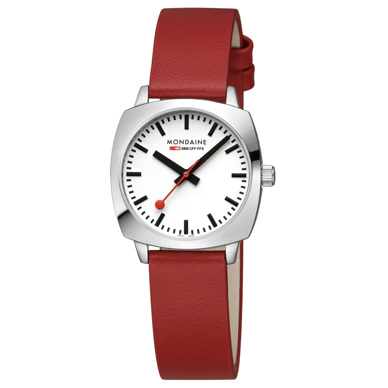 Petite Cushion, Red Vegan Grape Leather, 31mm Watch