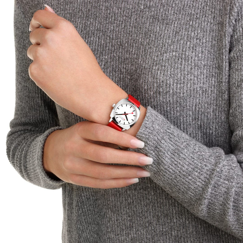 Petite Cushion, Red Vegan Grape Leather, 31mm Watch