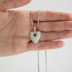 Cariad Silver and Diamond Large Heart Pendant Necklace