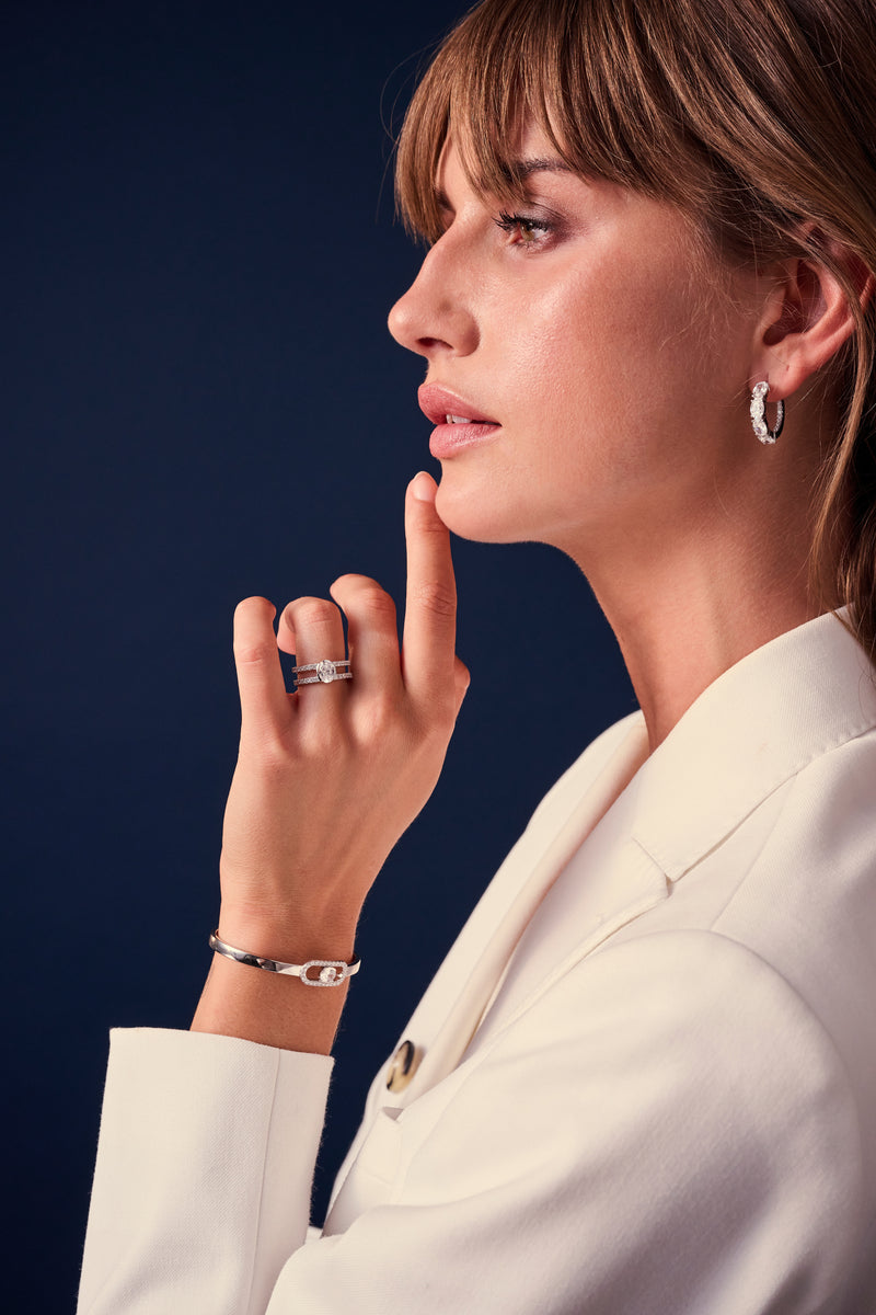 Ellisse Creolo Silver Zirconia Hoop Earrings