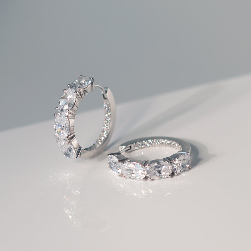 Ellisse Creolo Silver Zirconia Hoop Earrings