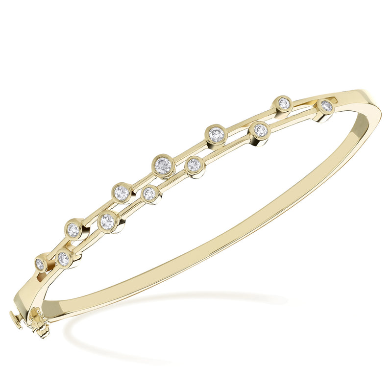 Diamond Bubbles Gold Bangle