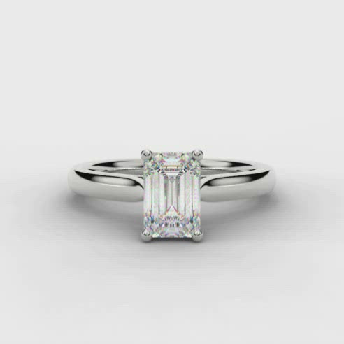 Platinum Emerald Cut Diamond Solitaire Ring