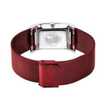 Classic Polished Silver Watch - Red