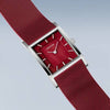 Classic Polished Silver Watch - Red