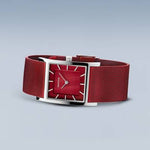 Classic Polished Silver Watch - Red