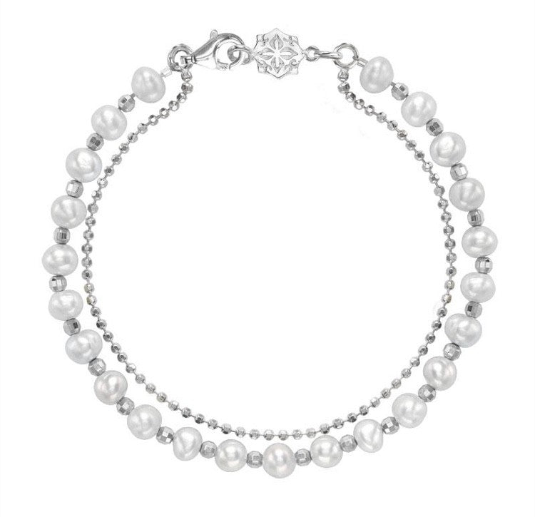 Silver White Freshwater Pearl Orissa Bracelet