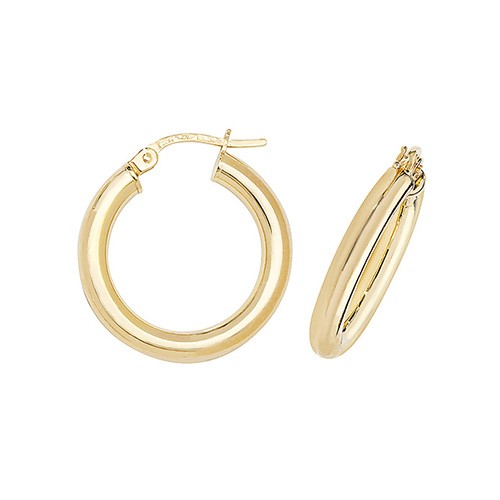 Yellow Gold 15mm Hoop Earrings
