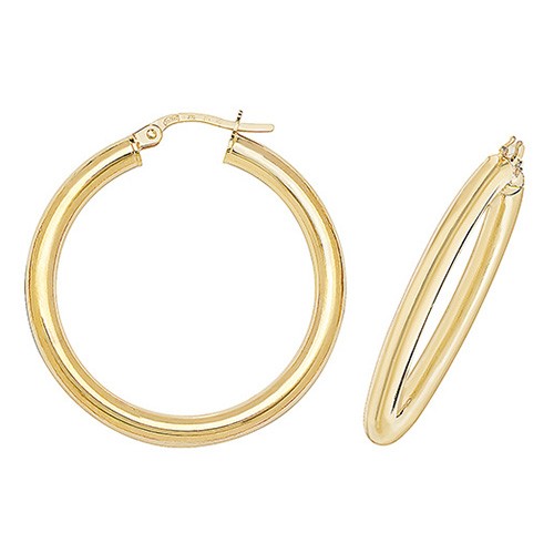 Yellow Gold 25mm Hoop Earrings