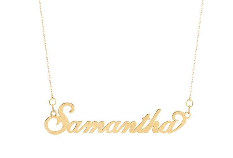 Yellow Gold Nameplate Necklace