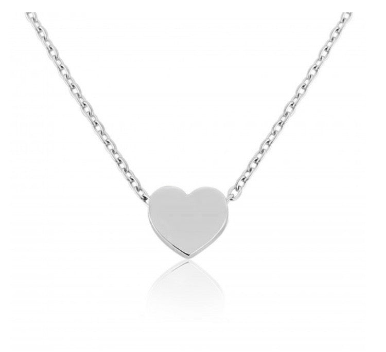 White Gold Solid Heart Pendant Necklace