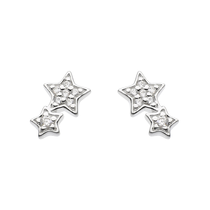 Double Star CZ Stud Earrings