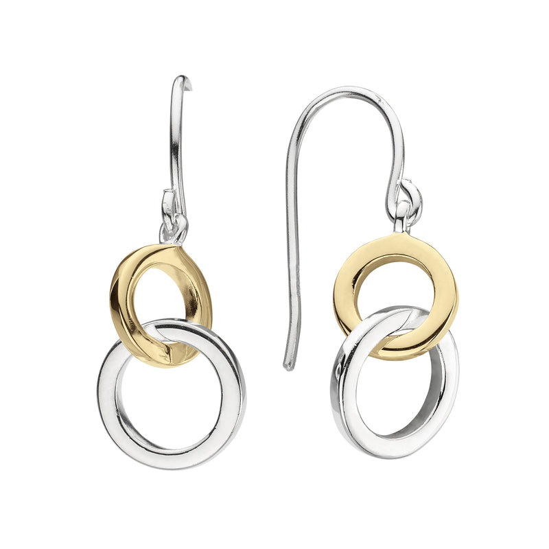 Linked Circle Two Colour Drop Earrings