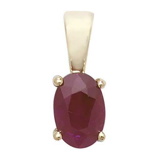 Ruby Oval Gold Pendant and Chain