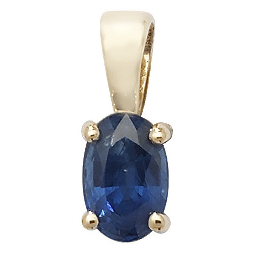 Blue Sapphire Gold Pendant and Chain