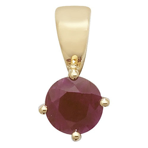 Ruby Round Pendant with Chain