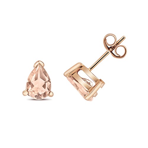 Morganite Stud Earrings in Rose Gold