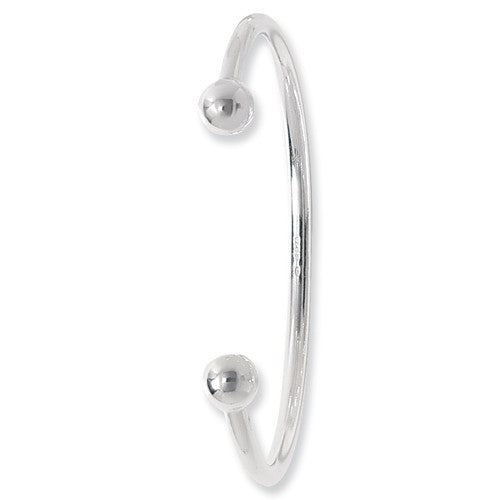 Women's Solid Silver Torque Bangle