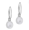 White Pearl Silver Drop Earrings