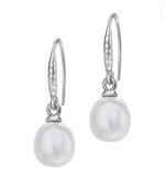 White Pearl Silver Drop Earrings