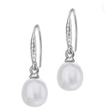 White Pearl Silver Drop Earrings
