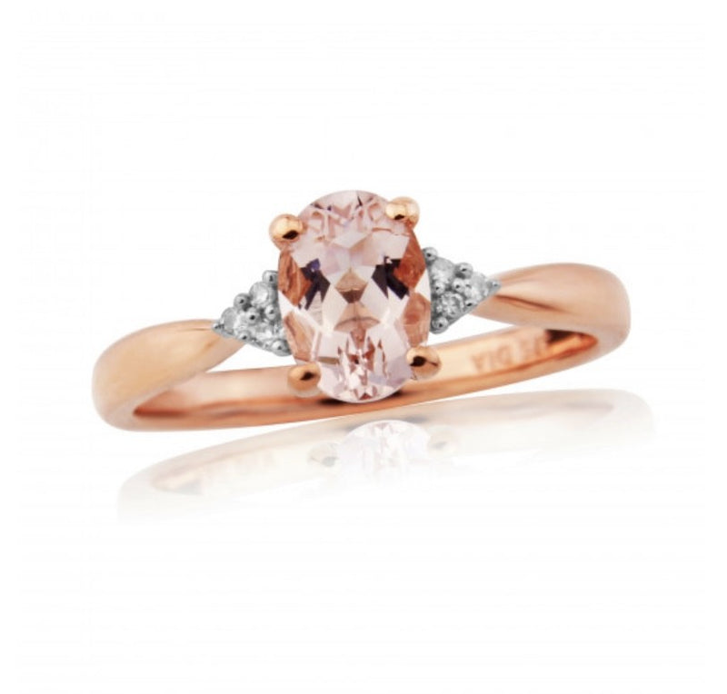 Morganite and Diamond Ring in Rose Gold