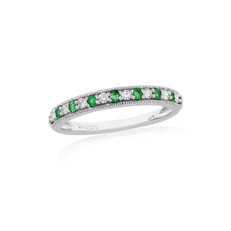 Emerald & Diamond White Gold Eternity Ring