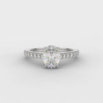 Oval Cut LAB Diamond Solitaire Ring With Diamond Shoulders