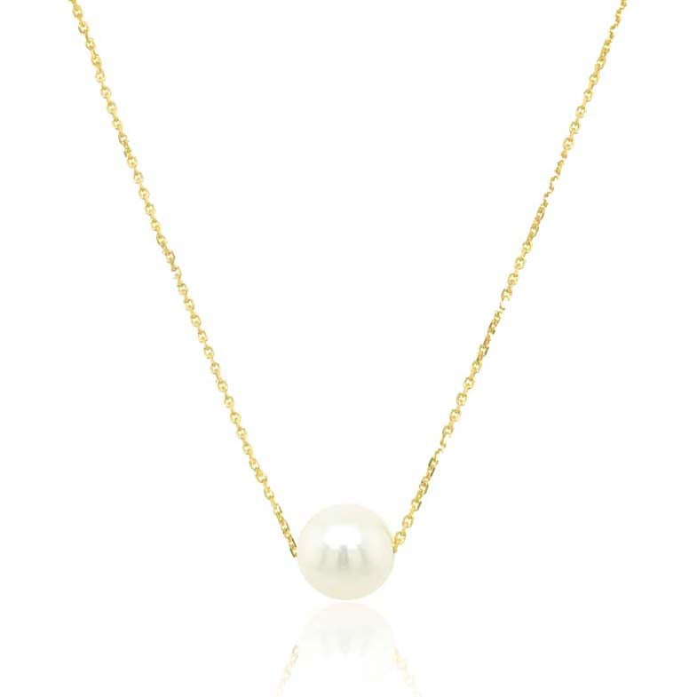 Gold Single Pearl Classic Necklace