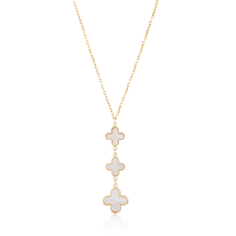 Mother of Pearl 3 Crosses Gold Pendant Necklace