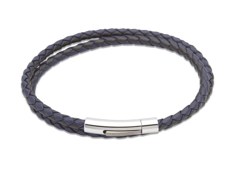 Black Leather and Steel Bracelet