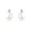 Pearl and Diamond White Gold Stud Earrings