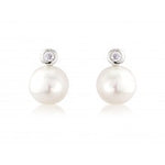 Pearl and Diamond White Gold Stud Earrings