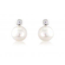 Pearl and Diamond White Gold Stud Earrings