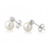 Pearl and Diamond White Gold Stud Earrings