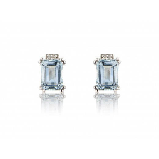 White Gold Aqua Marine and Diamond Earrings