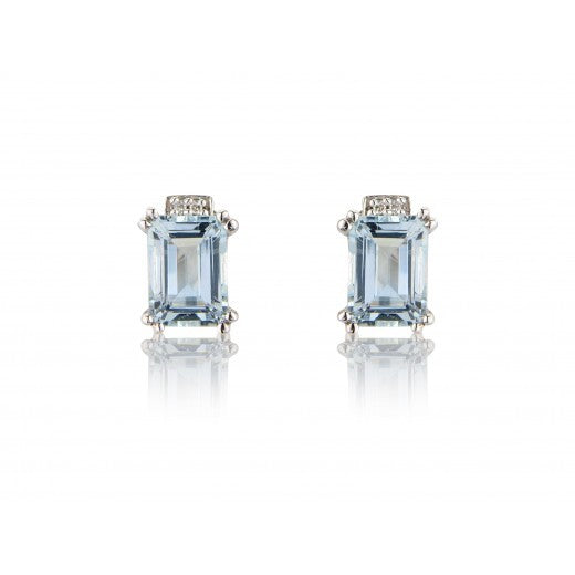 White Gold Aqua Marine and Diamond Earrings