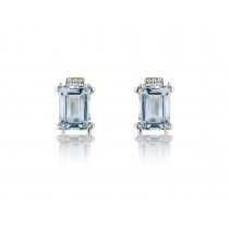 White Gold Aqua Marine and Diamond Earrings