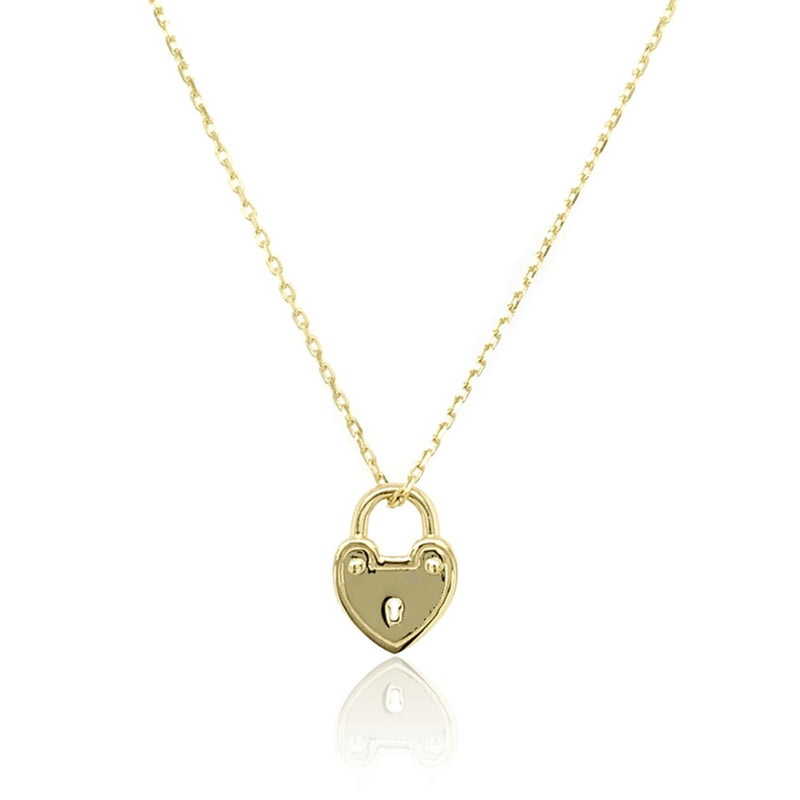 Yellow Gold Heart Padlock Necklace