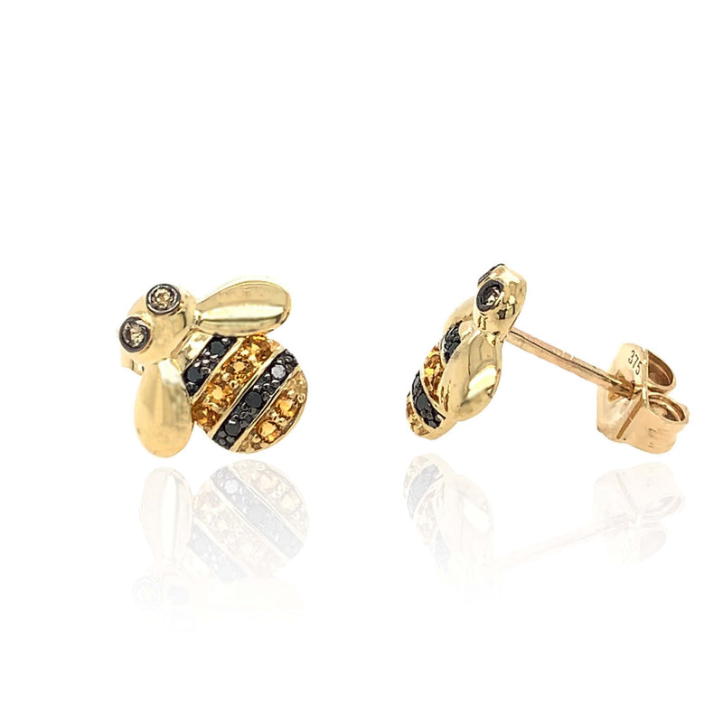 Bumble Bee Diamond and Citrine Stud Earrings