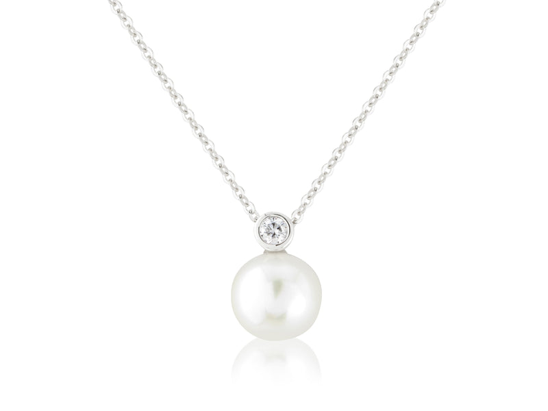 Pearl and Diamond White Gold Necklace