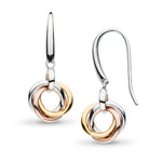 Bevel Trilogy Drop Silver and Gold Earrings